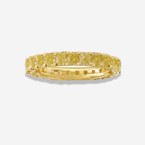 2.8 Carat Fancy Yellow Cushion Diamond Eternity Band