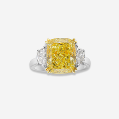10ct Fancy Light Yellow Cushion Diamond Engagement Ring