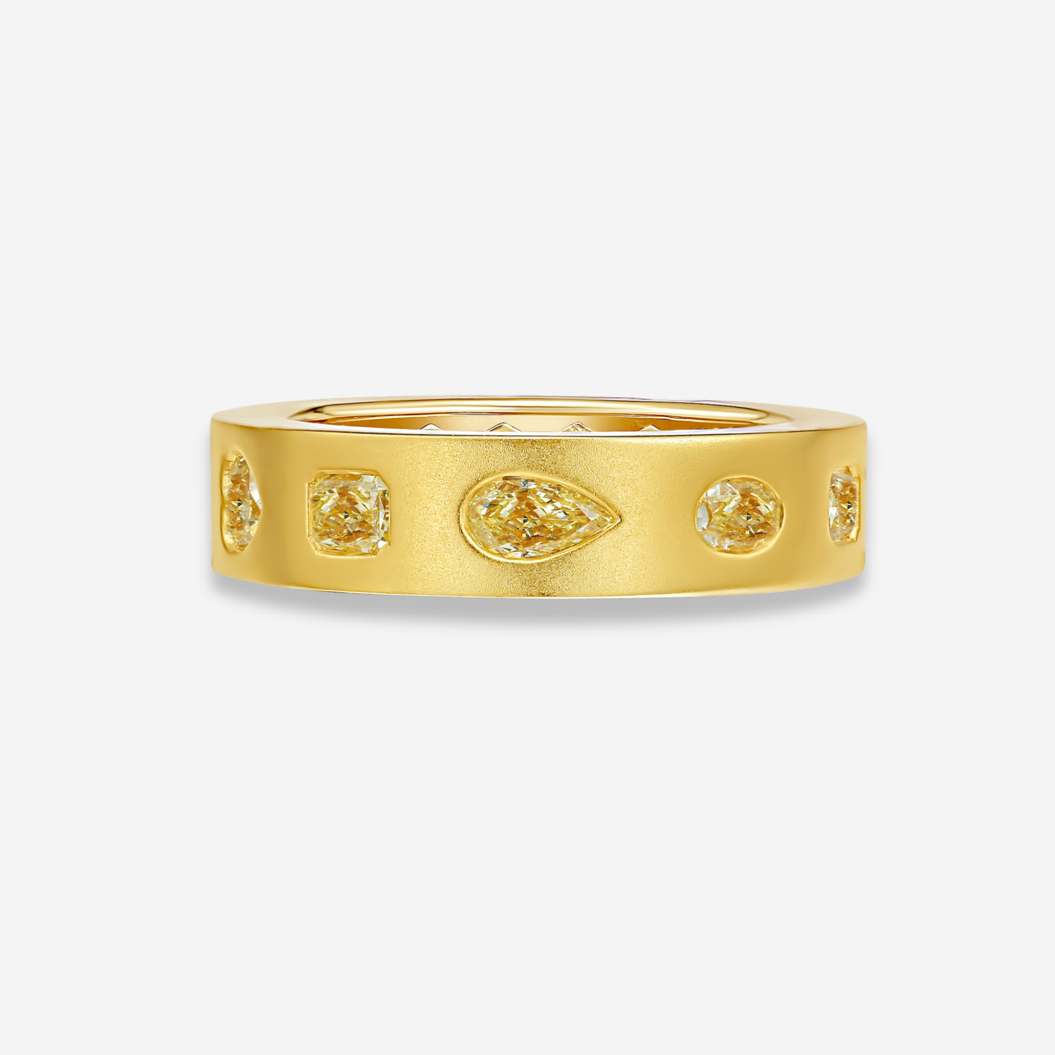 Mixed Shape Yellow Diamond Bezel Eternity Band