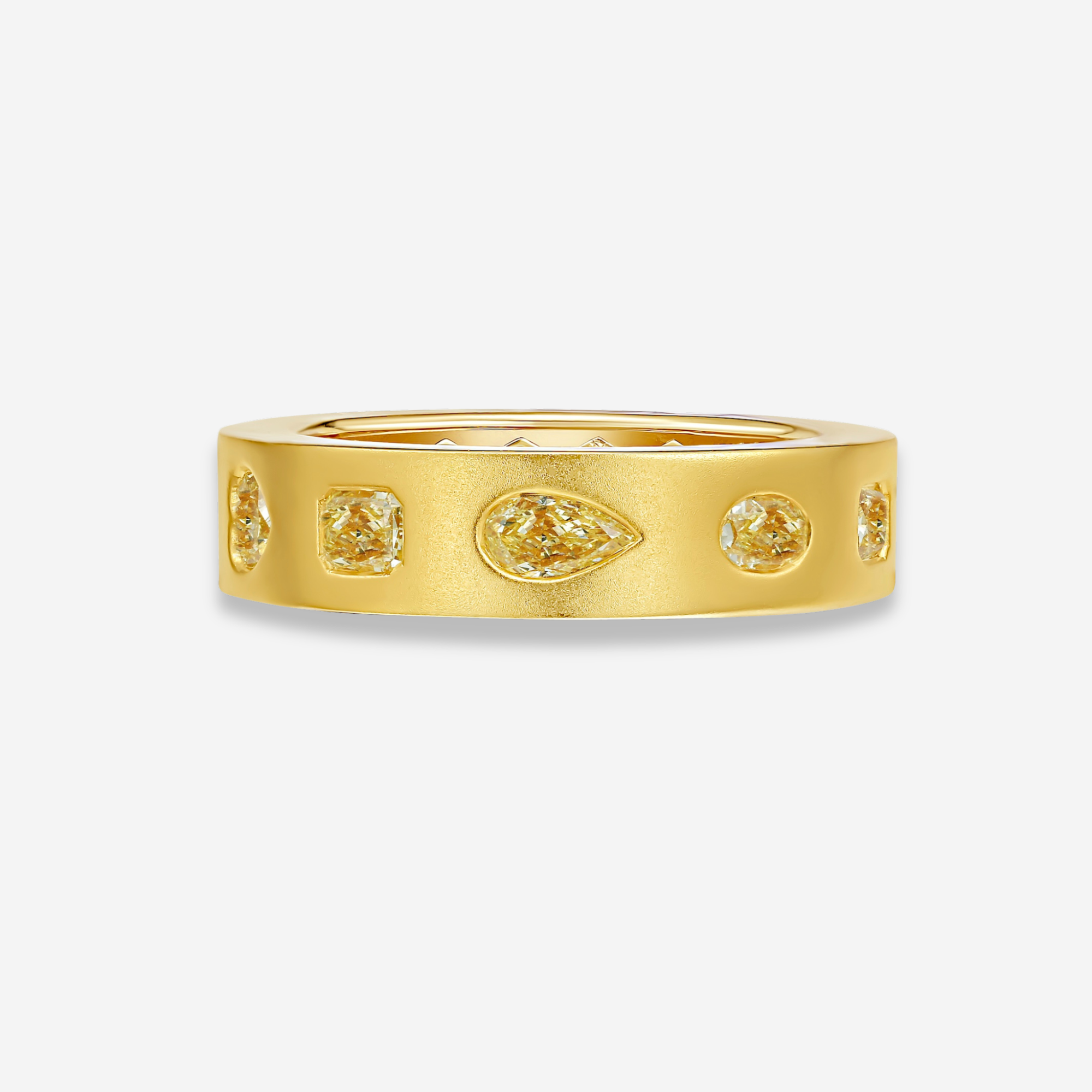 Mixed Shape Yellow Diamond Bezel Eternity Band