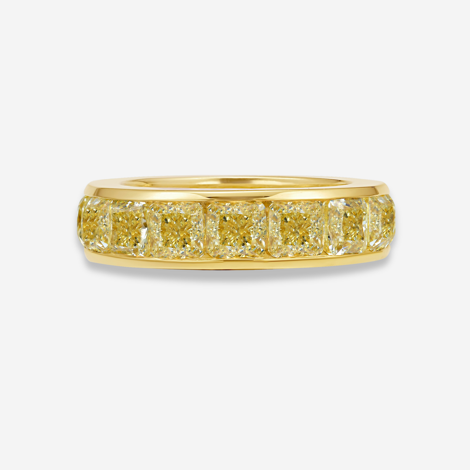 Natural 8ct Yellow Cushion diamond eternity band — Rare Colors by Namdar NYC