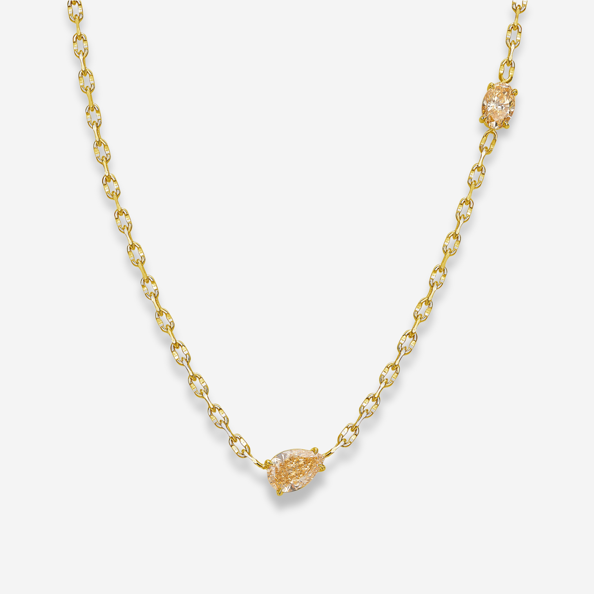 2.5ct Champagne Diamond Station Necklace