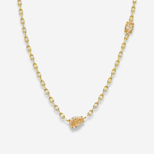 Champagne Diamond Station Necklace