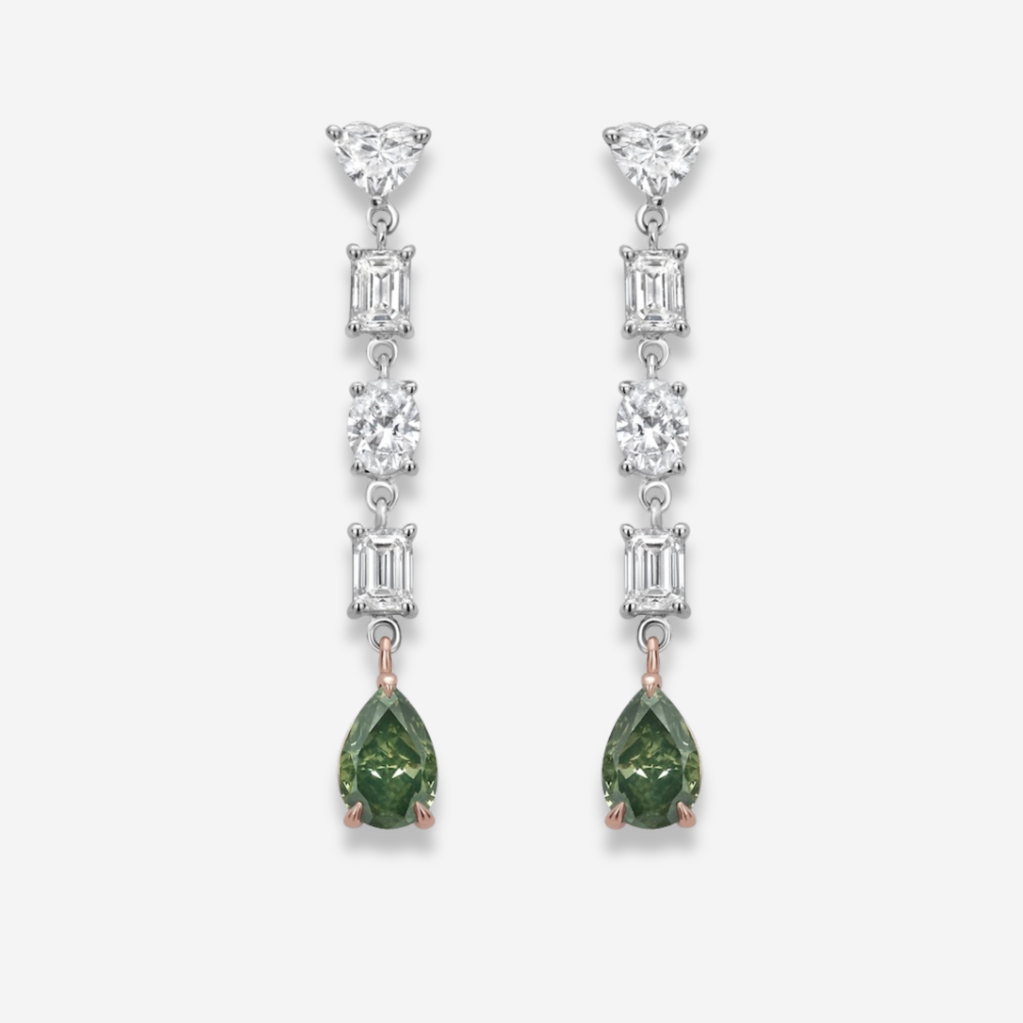 5.13ct Green Diamond Chameleon Drop Earrings