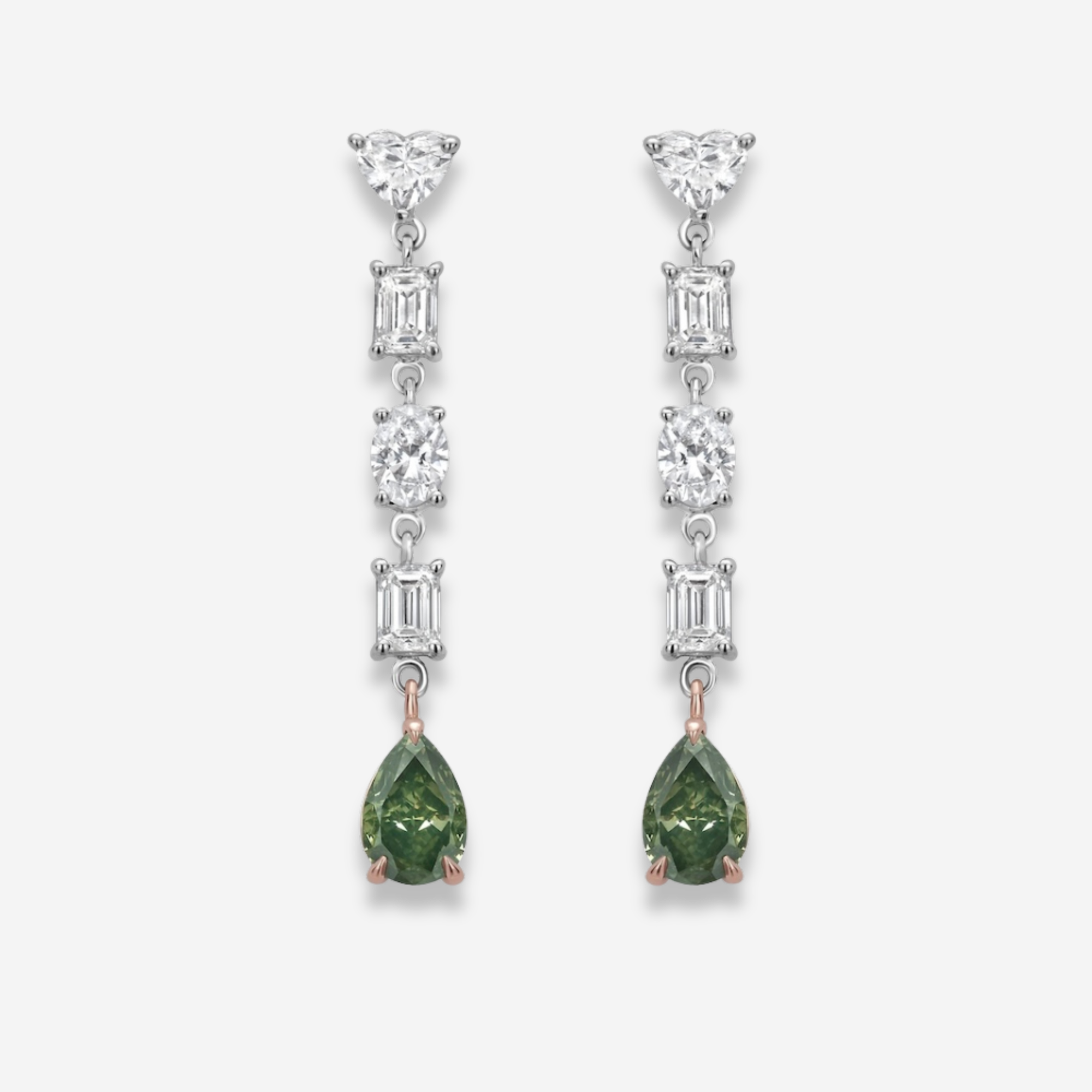 5.13ct Green drop earrings — color diamond specialists Rare Colors by Namdar