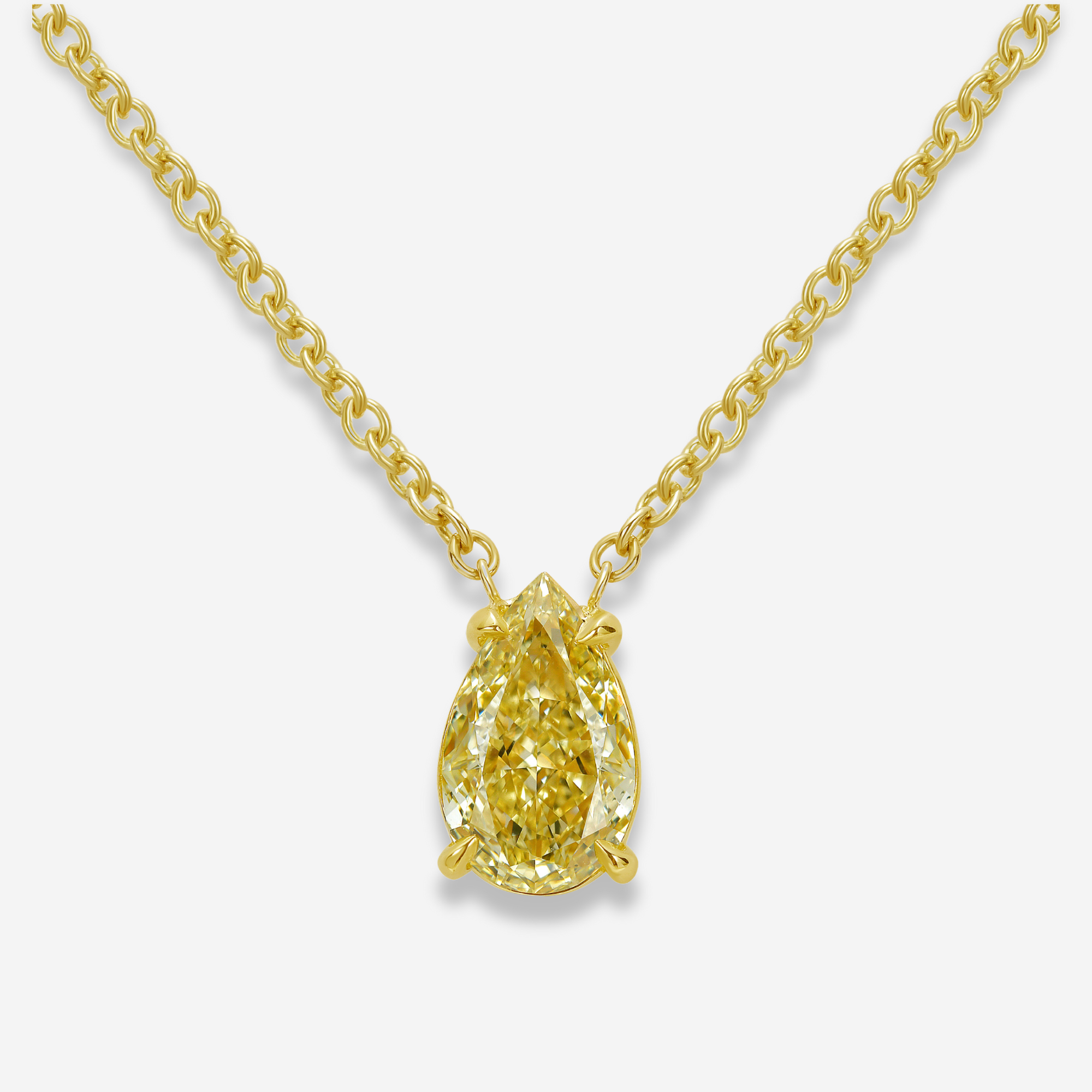 1.40ct Fancy Yellow Pear pendant — color diamond specialists Rare Colors by Namdar