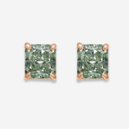 3.52ct Green Diamond Chameleon Radiant Studs