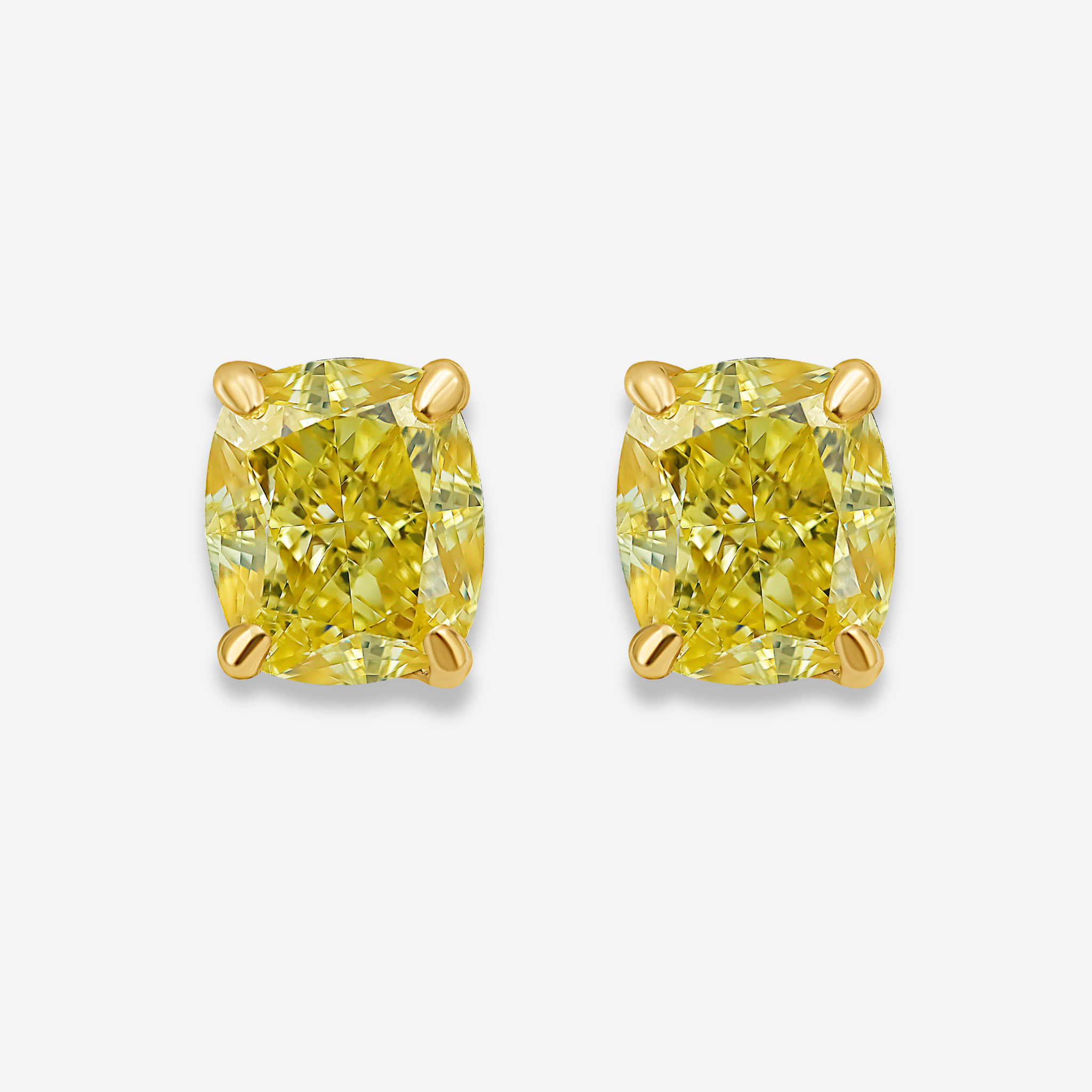 Fancy Yellow Elongated Cushion Diamond Studs