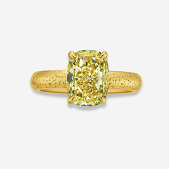 3ct Fancy Yellow Elongated Cushion Diamond Galaxy Engagement Ring