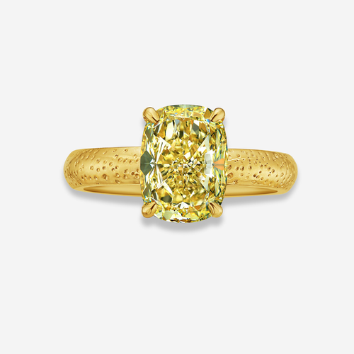 3ct Fancy Yellow Elongated Cushion Diamond Galaxy Engagement Ring