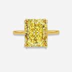 5.74 Carat Fancy Yellow Elongated Radiant Diamond Solitaire Engagement Ring