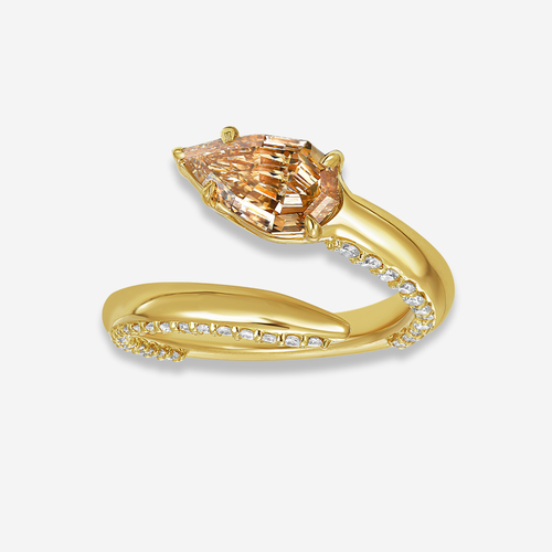 Champagne Diamond Side Pavé Spiral Pinky Ring