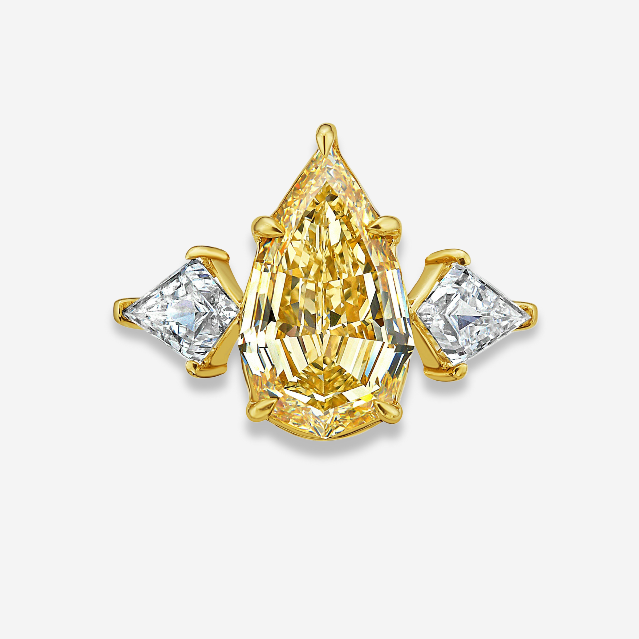 4 Carat Champagne Step Pear Engagement Ring