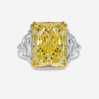 11.11ct Fancy Light Yellow Elongated Radiant Diamond Engagement Ring