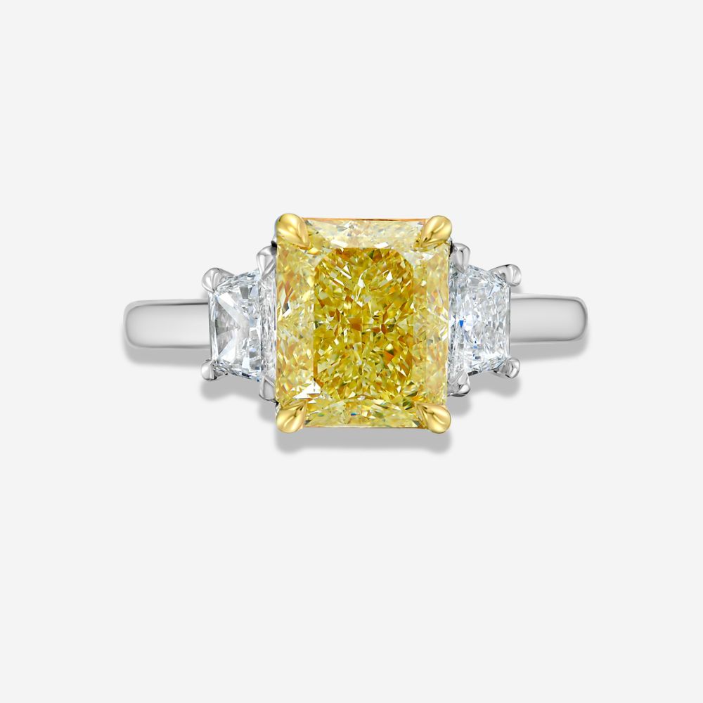 2.67ct Fancy Yellow Cushion Diamond Engagement Ring
