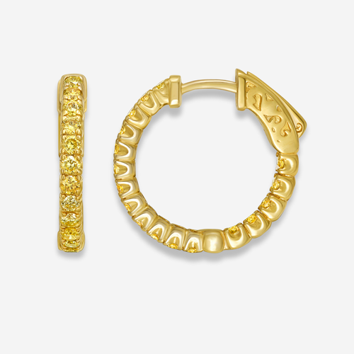1 Carat Yellow Round Diamond Mini Hoop Earrings