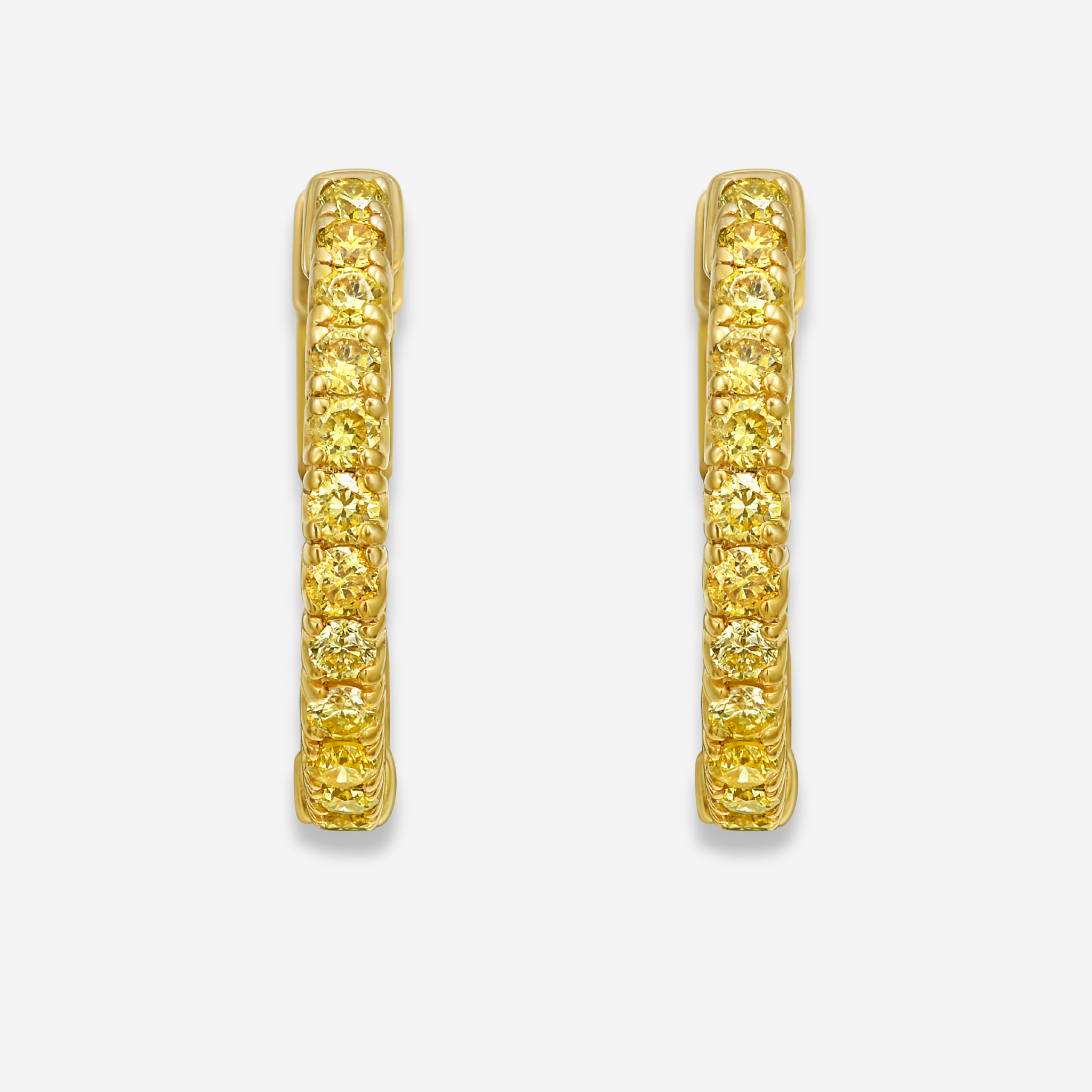 1 Carat Yellow Round Diamond Mini Hoop Earrings