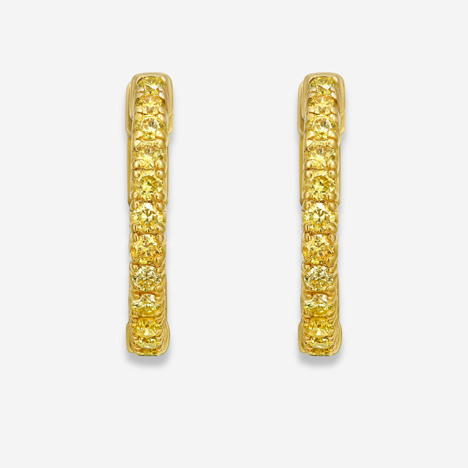 1 Carat Yellow Round Diamond Mini Hoop Earrings