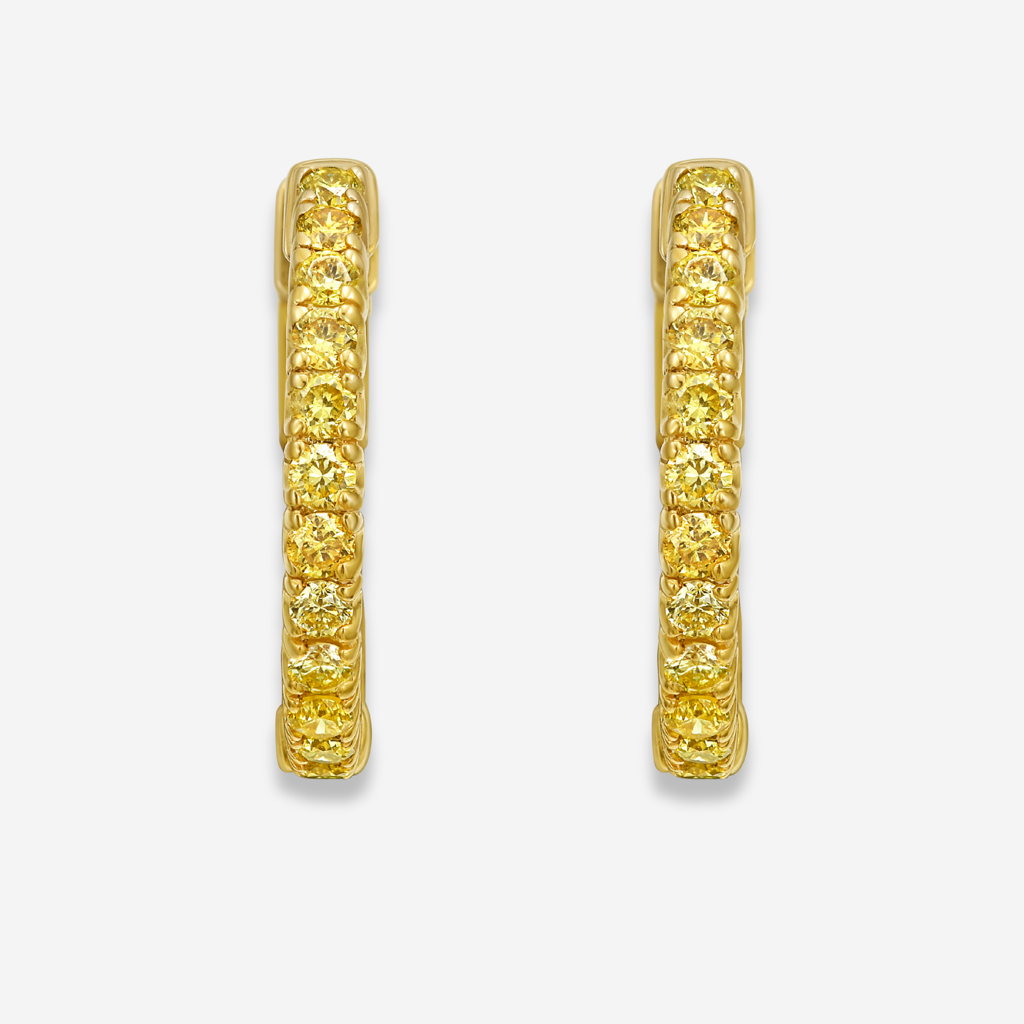1 Carat Yellow Round Diamond Mini Hoop Earrings