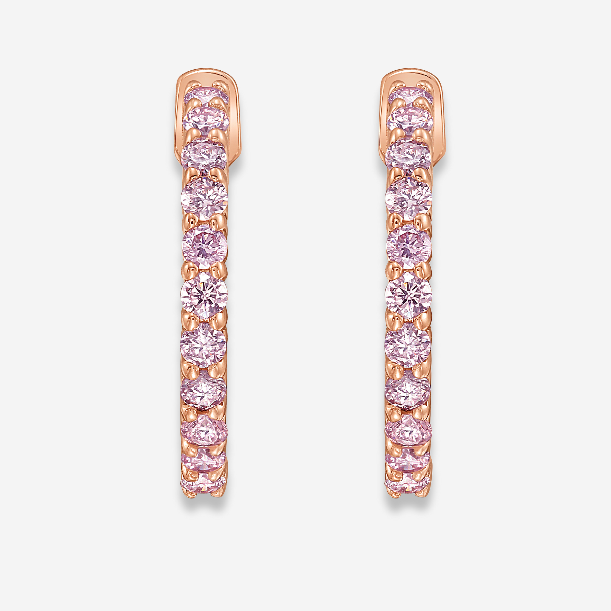 Pink Round Diamond Mini Hoop Earrings