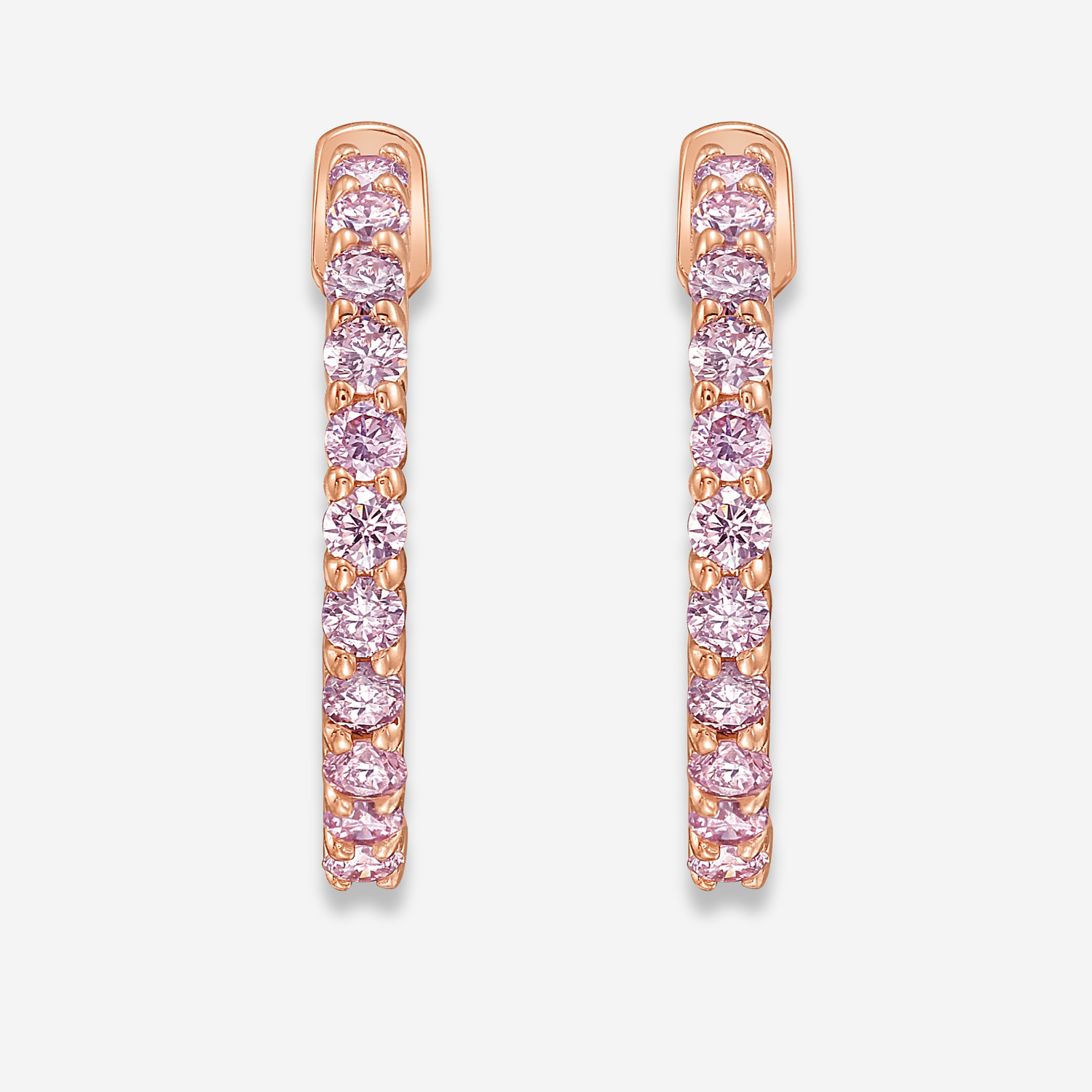 Pink Round Diamond Mini Hoop Earrings