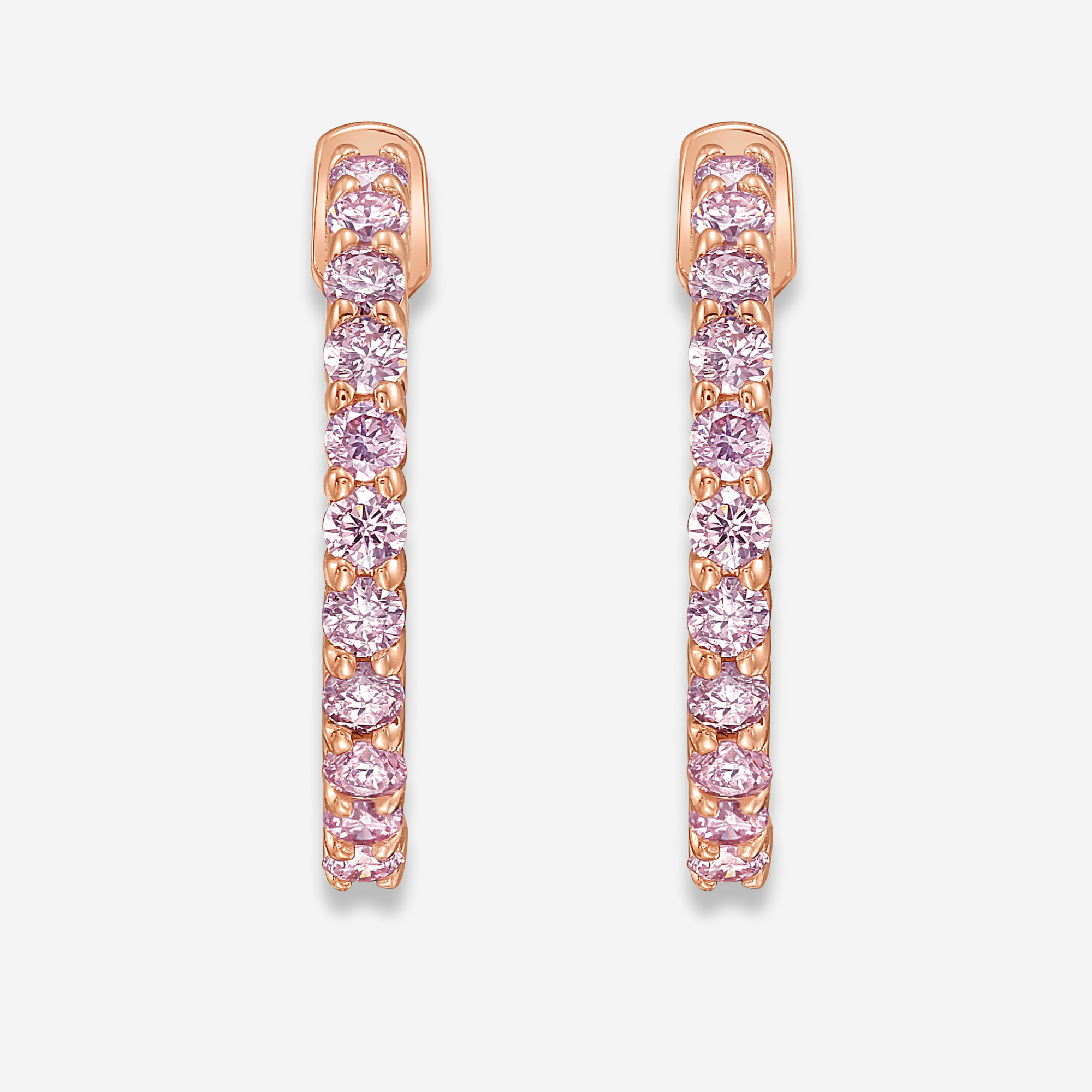 Pink Round Diamond Mini Hoop Earrings