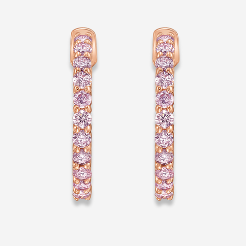 Pink Round Diamond Mini Hoop Earrings