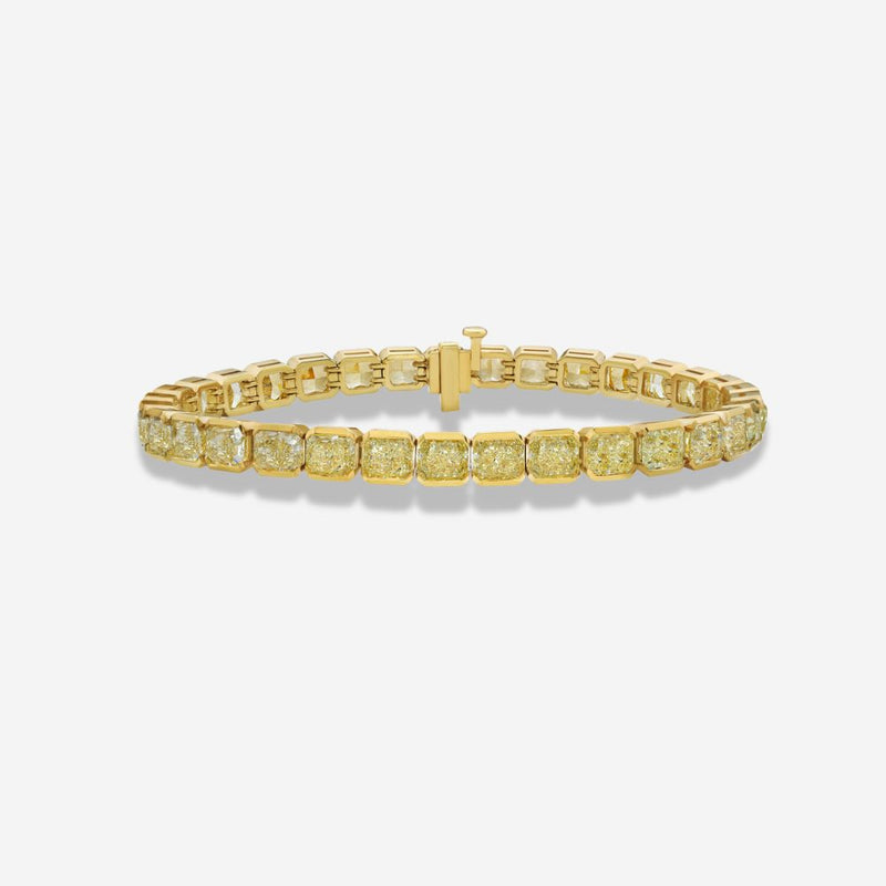 12 Carat Fancy Yellow Diamond Bezel Set Tennis Bracelet
