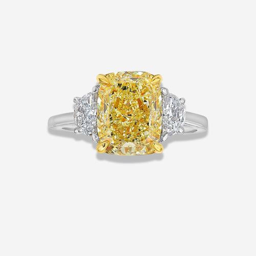 2.5 Fancy Yellow Cushion Diamond Engagement Ring