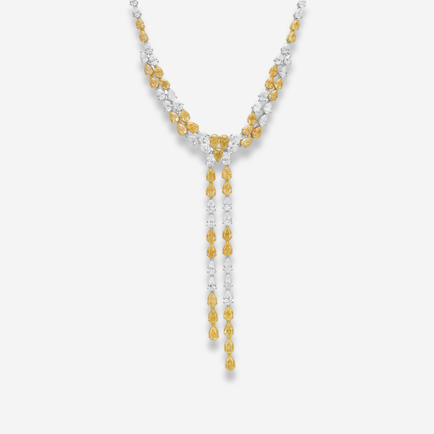 Yellow diamond lariat necklace, handcrafted by Rare Colors by Namdar