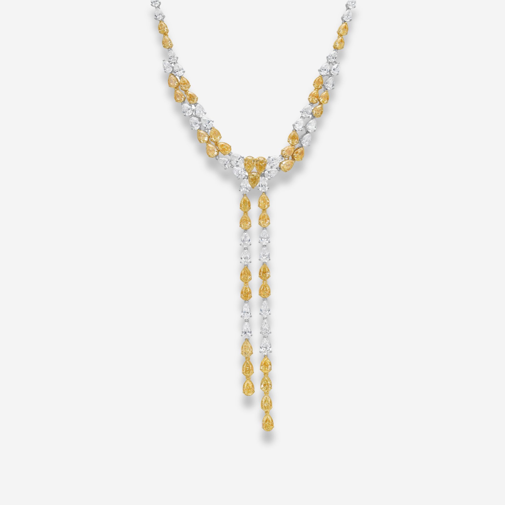 Yellow diamond lariat necklace, handcrafted by Rare Colors by Namdar