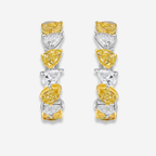 Yellow and White Pear Diamond Mini Hoop Earrings