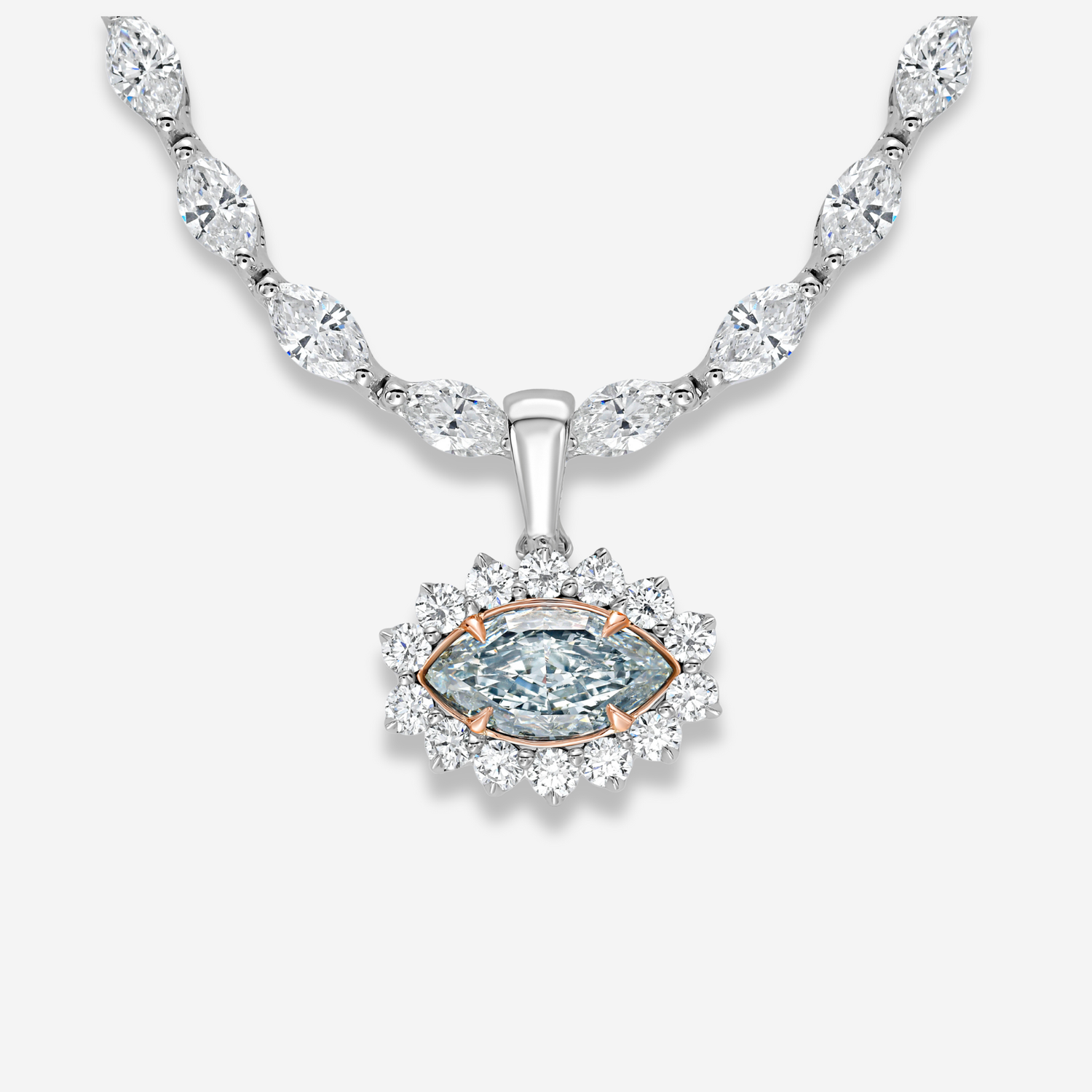 Green Marquise diamond pendant by Rare Colors by Namdar, New York City