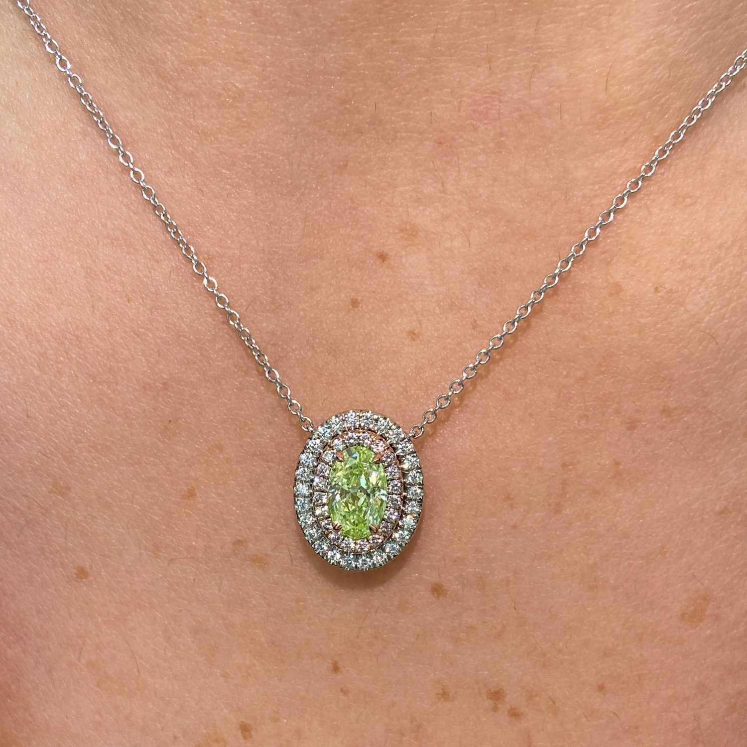 Rare Colors by Namdar Fancy Yellow Oval diamond pendant, New York City