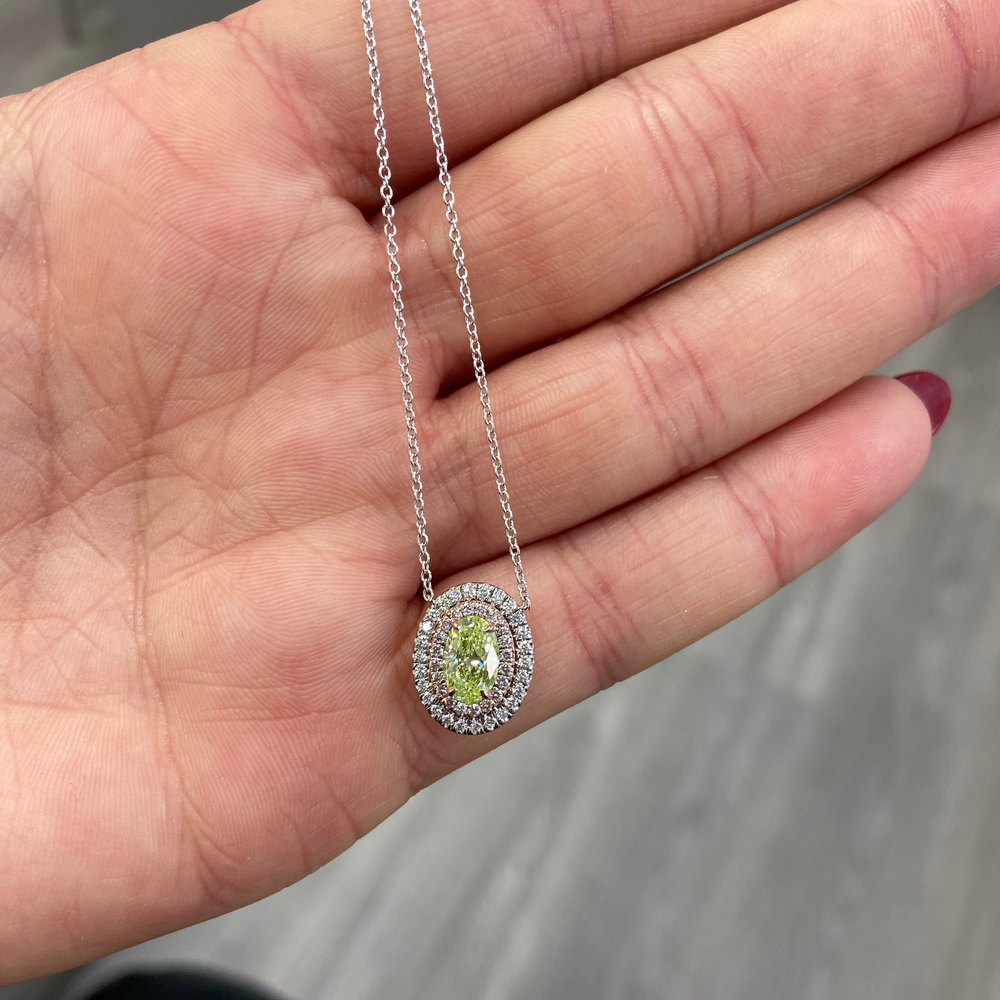 Fancy Yellow Oval diamond pendant by Rare Colors by Namdar, New York City