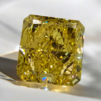 GIA certified Fancy Intense Yellow radiant cut diamond with SI1 clarity and vibrant color.