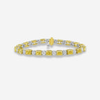 Yellow Radiant and White Round Diamond Tennis Bracelet