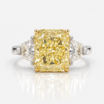 5.03ct GIA Light Yellow Radiant Diamond Three Stone Engagement Ring