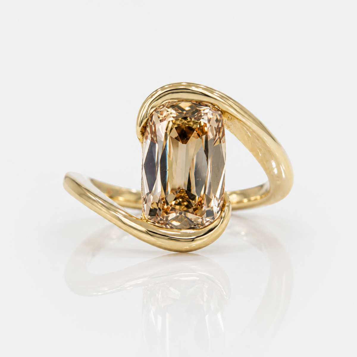 3ct GIA antique cushion champagne diamond Sloane engagement ring in 18k yellow gold | Rare Colors by Namdar, NYC