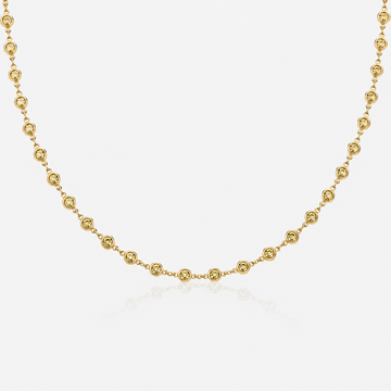 3ct Yellow Round Diamond Bezel Set Chain Necklace