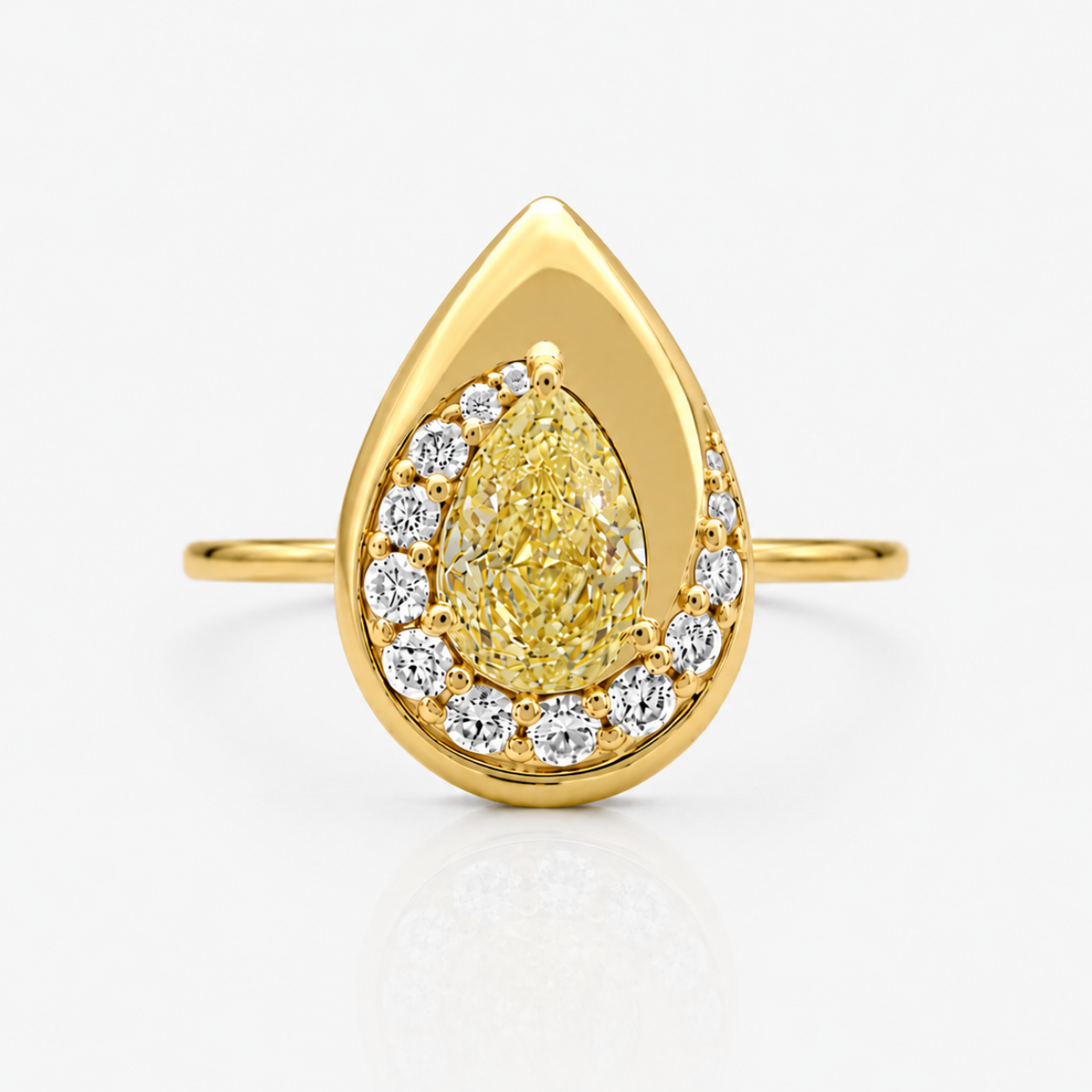Yellow Pear Diamond Bezel Swirl Pavé Ring