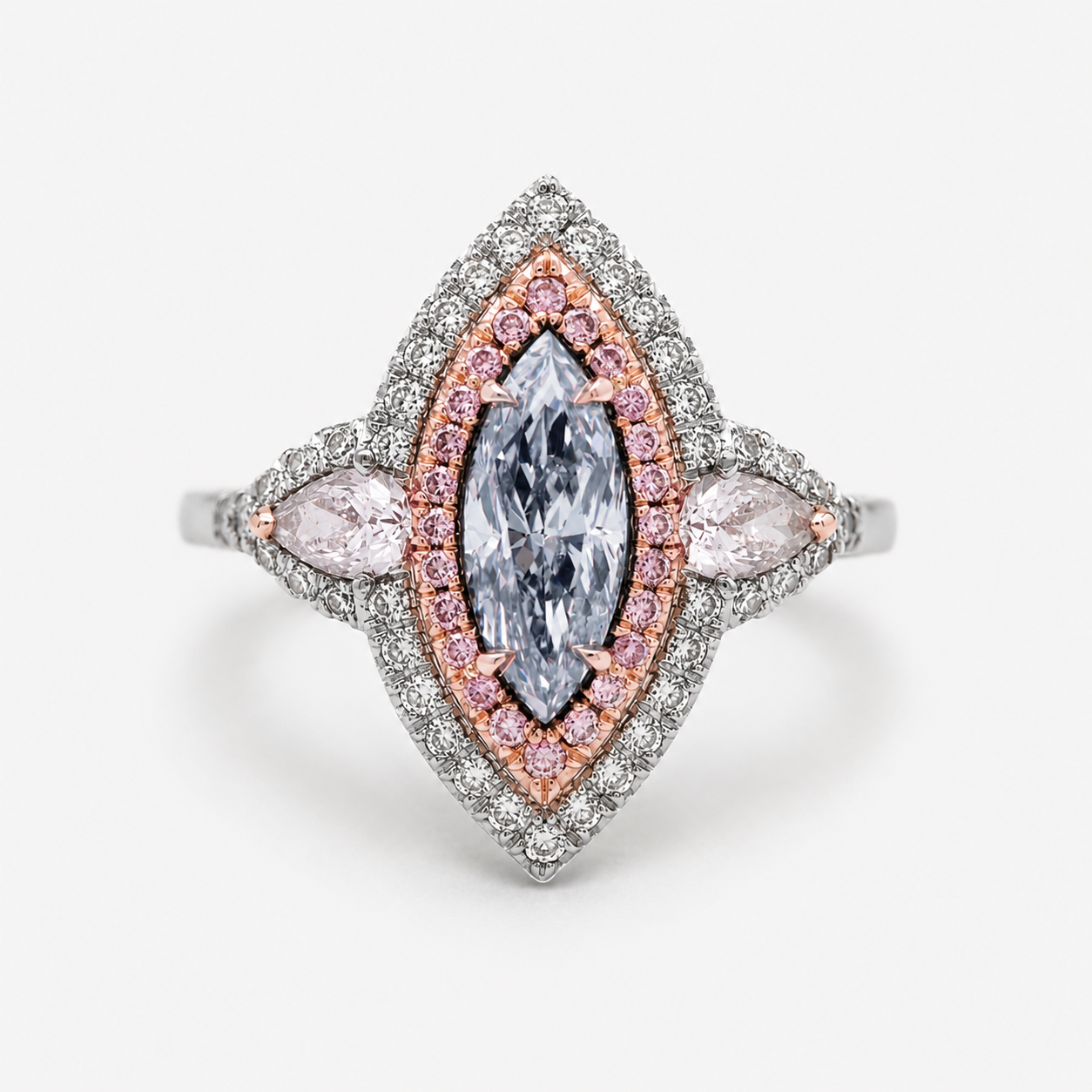 1ct Light Blue Marquise diamond ring, handcrafted by Rare Colors by Namdar