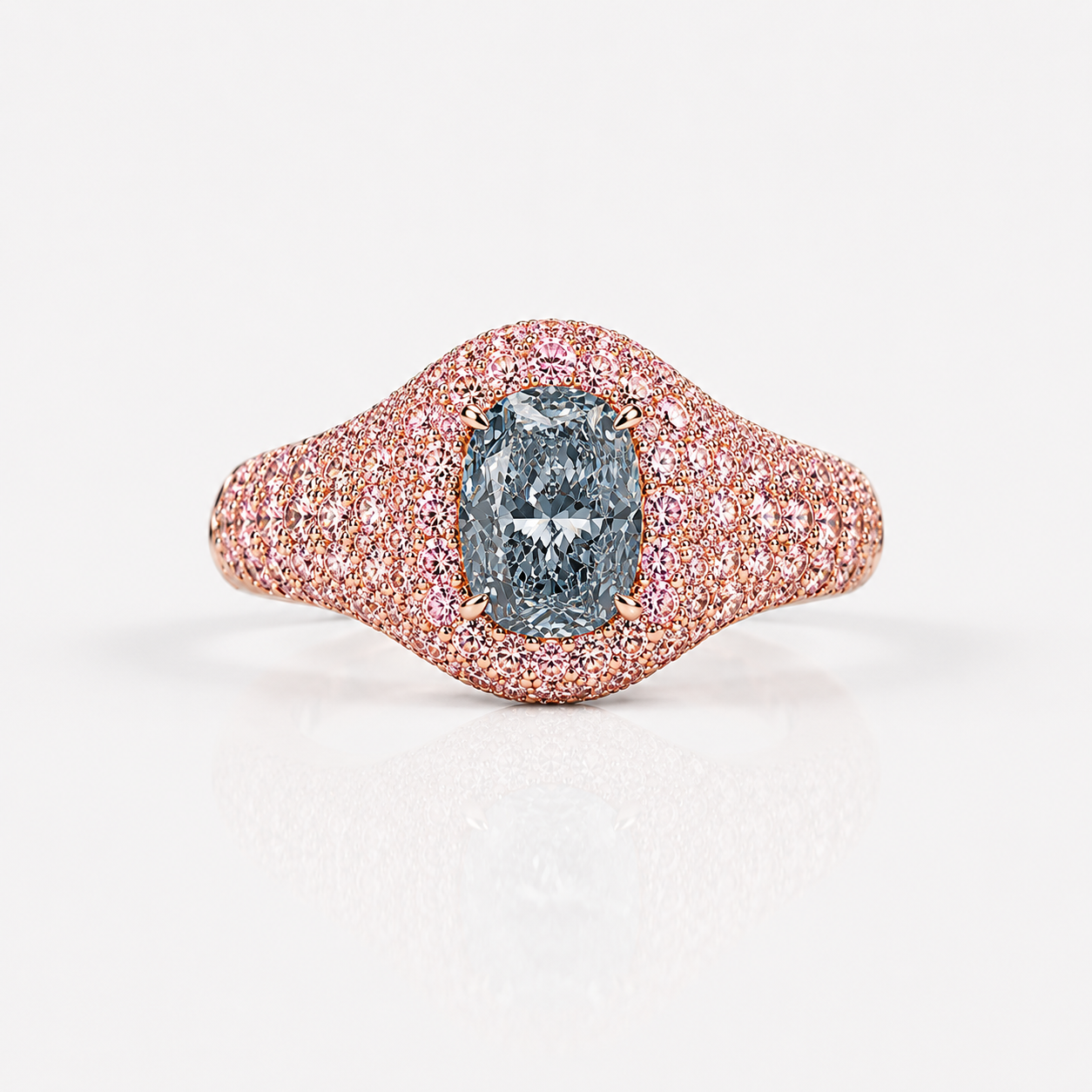 1 Carat Fancy Light Blue Oval Diamond Ring