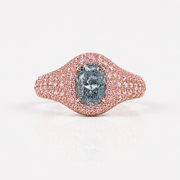 1 Carat Fancy Light Blue Oval Diamond Ring