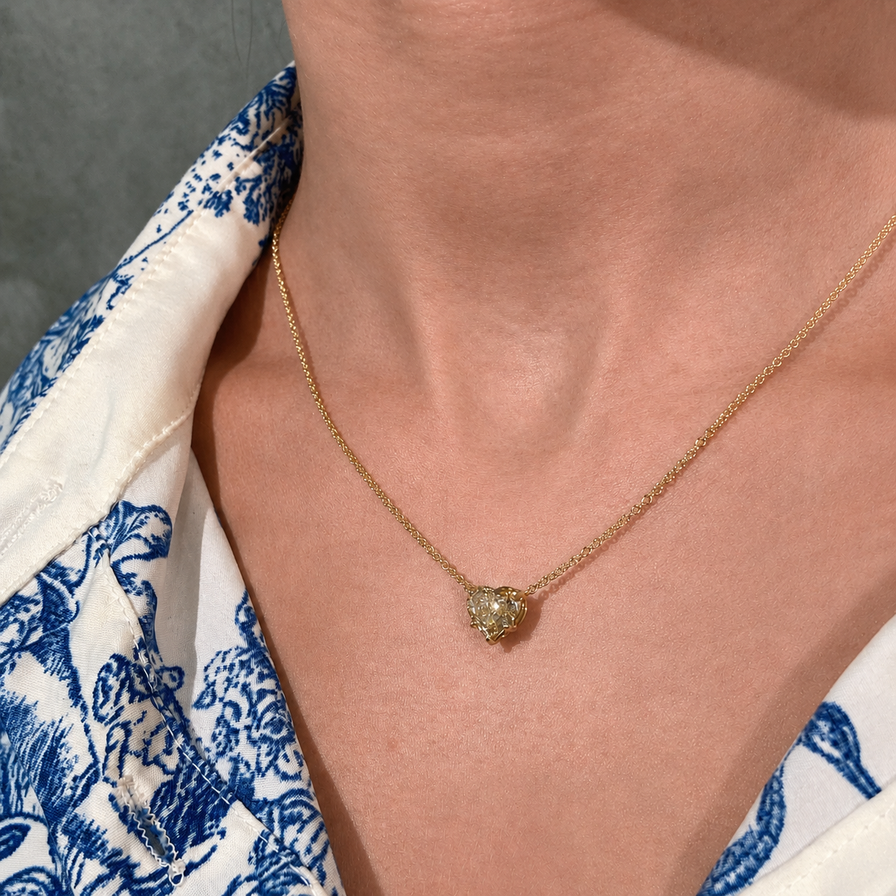2.5ct GIA Champagne Heart Diamond Pendant Necklace