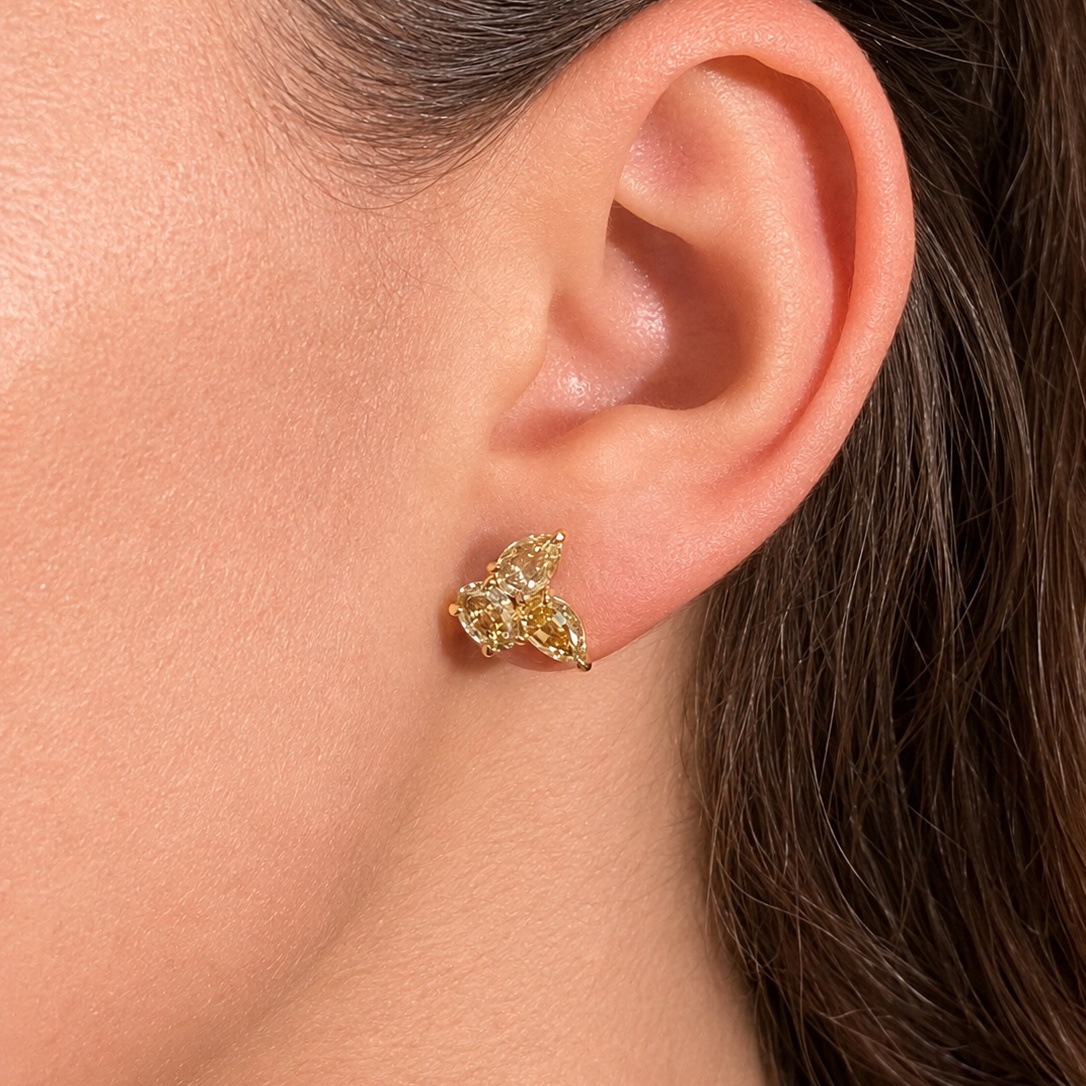 3ct Champagne Diamond Organized Chaos Cluster Earrings