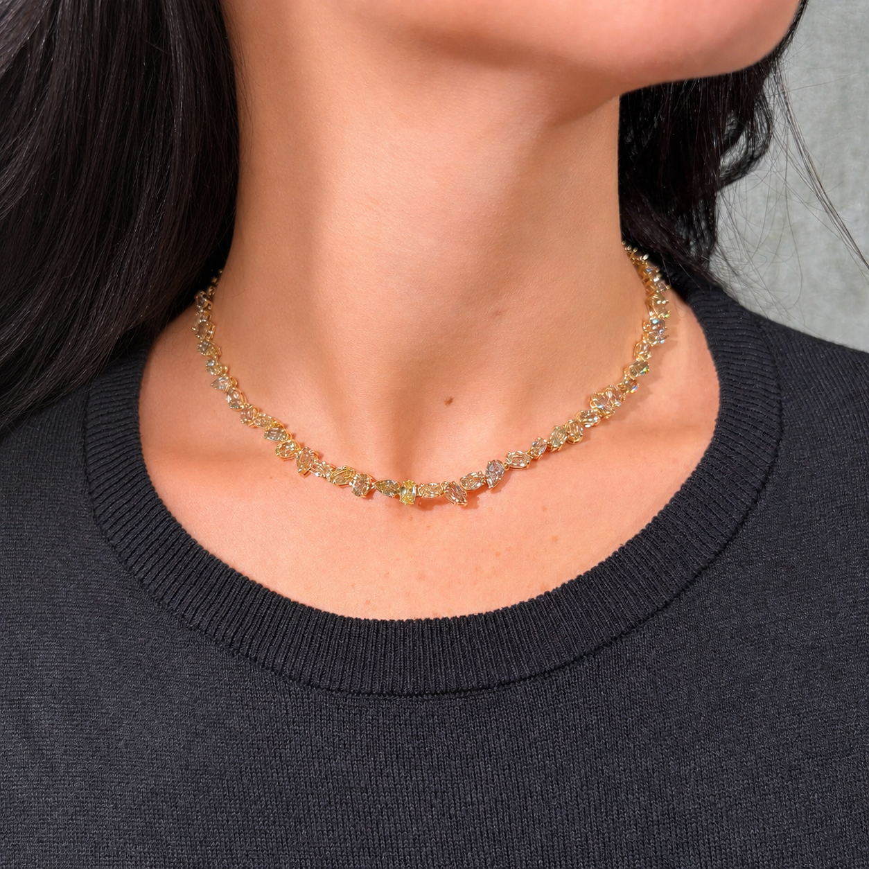 29.8ct Champagne Diamond Mixed Shape Necklace