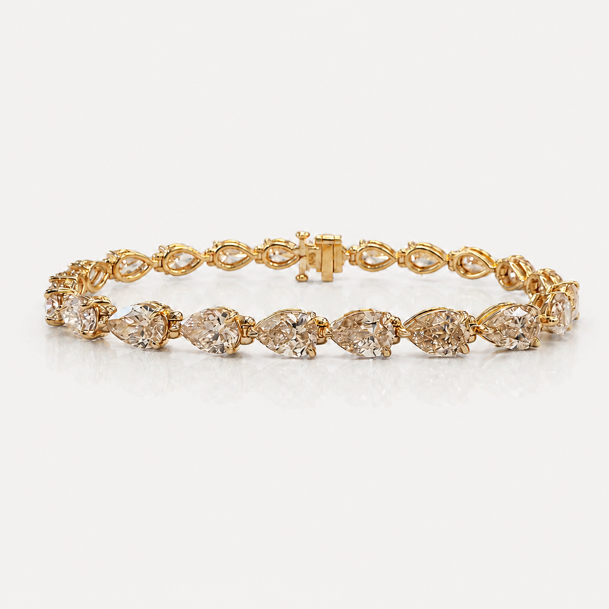 13ct Champagne Pear Diamond East West Tennis Bracelet