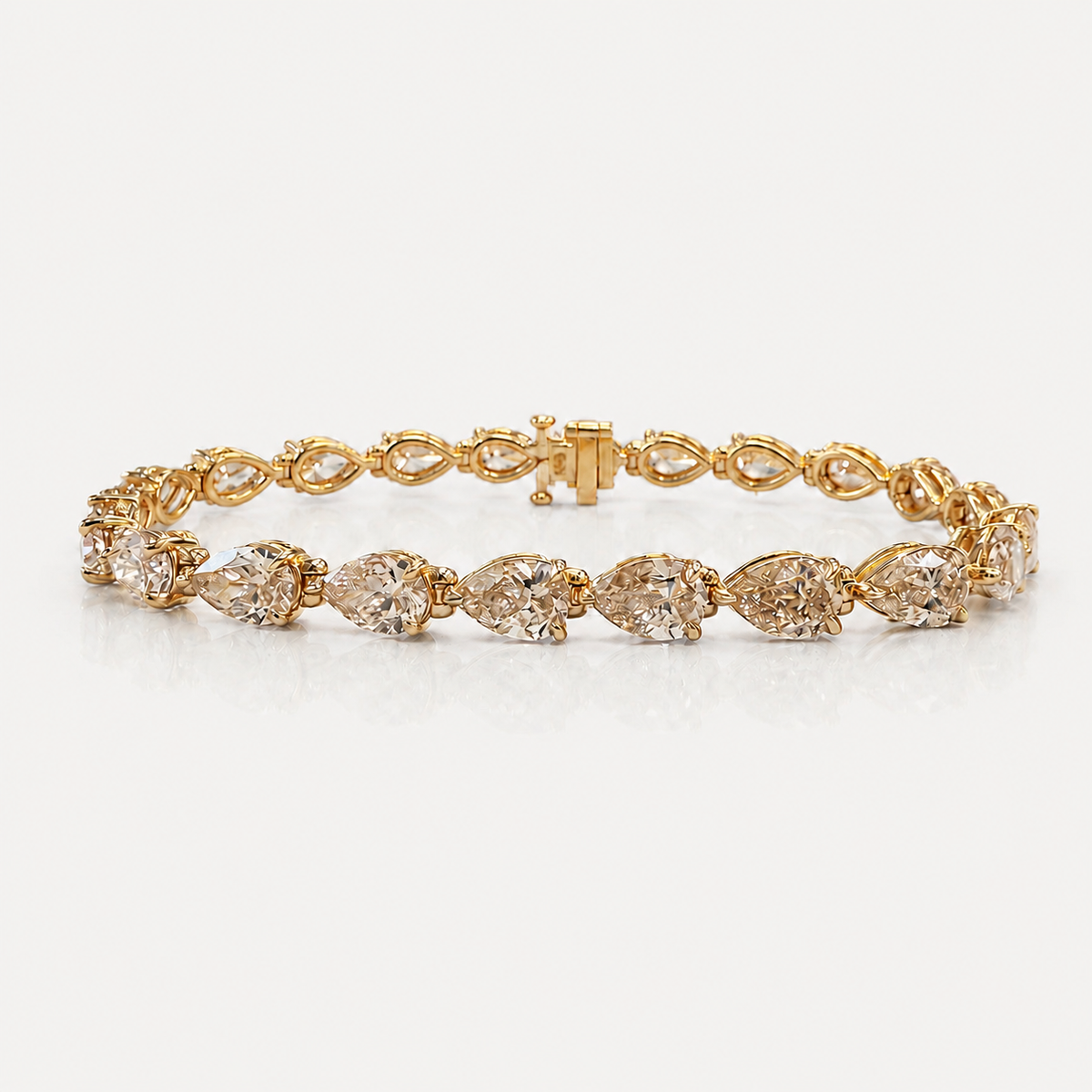 13ct Champagne Pear Diamond East West Tennis Bracelet