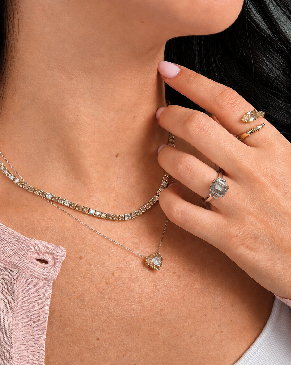 Natural 26.5ct Champagne diamond tennis necklace — Rare Colors by Namdar NYC